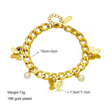 316L Stainless Steel Bracelet with Pearl Butterfly Decoration