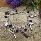 Silver Plated Charm Bracelet Beautician Gift Hairdresser Inspired