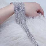 Long Tassel Rhinestone Bracelet Hand Jewelry for Women Wedding