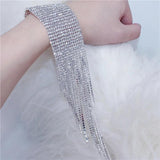 Long Tassel Rhinestone Bracelet Hand Jewelry for Women Wedding