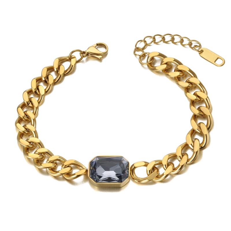 Gray CZ Crystal Charm Bracelet Boho Party Chain JB21069
