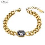 Gray CZ Crystal Charm Bracelet Boho Party Chain JB21069