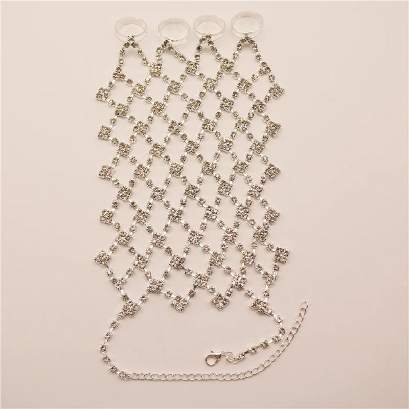 Sparkling Crystal Ring Hand Back Chain Jewelry