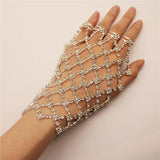 Sparkling Crystal Ring Hand Back Chain Jewelry
