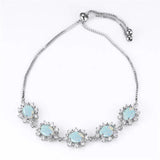 Vintage Sunflower Opal Silver Chain Bracelet