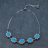 Vintage Sunflower Opal Silver Chain Bracelet