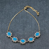 Vintage Sunflower Opal Silver Chain Bracelet