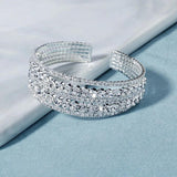 Silver Rhinestone Bangle Crystal Bridal Bracelet Jewelry