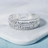 Silver Rhinestone Bangle Crystal Bridal Bracelet Jewelry