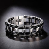 Silicone Biker Motorcycle Chain Bracelet 20mm Wide Stainless Steel For Man