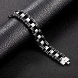 Silicone Biker Motorcycle Chain Bracelet 20mm Wide Stainless Steel For Man