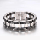 Silicone Biker Motorcycle Chain Bracelet 20mm Wide Stainless Steel For Man