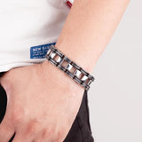 Silicone Biker Motorcycle Chain Bracelet 20mm Wide Stainless Steel For Man