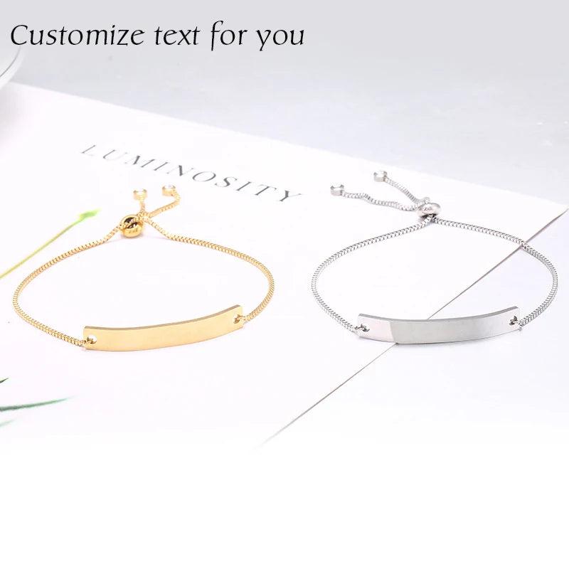 Personalized Women Bracelet, Box Chain Bar 6x40mm - Perfect for Girls