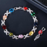 Silver CZ Bracelet Chain Link Wedding Bridal Jewelry