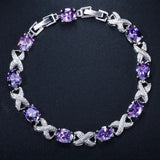 Silver CZ Bracelet Chain Link Wedding Bridal Jewelry