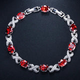 Silver CZ Bracelet Chain Link Wedding Bridal Jewelry