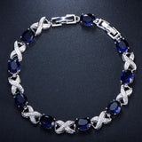 Silver CZ Bracelet Chain Link Wedding Bridal Jewelry