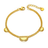 Titanium SS Chain Link Bracelet with Geometric Fan Charm