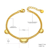 Titanium SS Chain Link Bracelet with Geometric Fan Charm