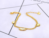 Titanium SS Chain Link Bracelet with Geometric Fan Charm