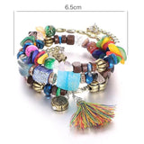 Bohemian Crystal Pinestone Beads Tassel Bracelet for Women