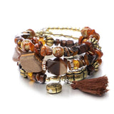 Bohemian Crystal Pinestone Beads Tassel Bracelet for Women