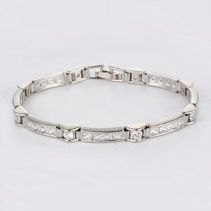 Silver Rectangular Link Bracelet for Girlfriend