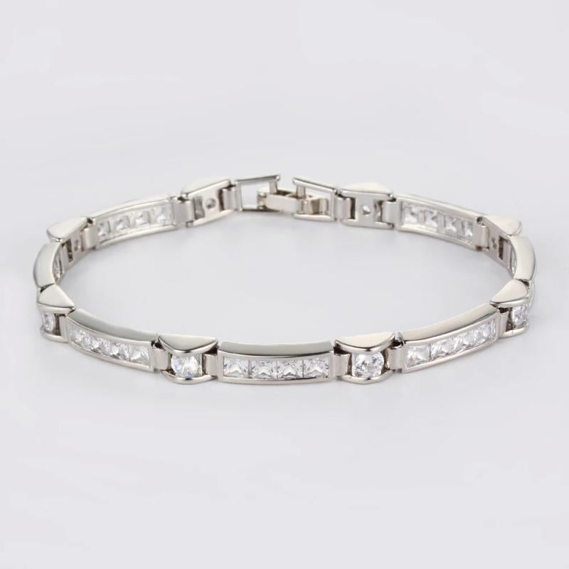Silver Rectangular Link Bracelet for Girlfriend