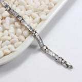Silver Rectangular Link Bracelet for Girlfriend