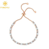 Geometric CZ Tennis Bracelet Rose Adjustable Slider for Women