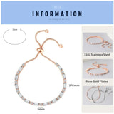 Geometric CZ Tennis Bracelet Rose Adjustable Slider for Women
