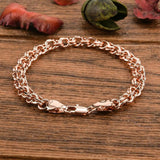 Rose Plated Twisted Rope Link Chain Bracelet for Women Wedding Party Jewelry