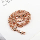Rose Plated Twisted Rope Link Chain Bracelet for Women Wedding Party Jewelry