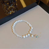 Opal Beaded Pearl Heart Bracelet Elastic Rope Accessory