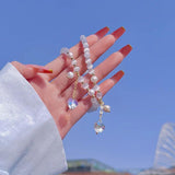Opal Beaded Pearl Heart Bracelet Elastic Rope Accessory