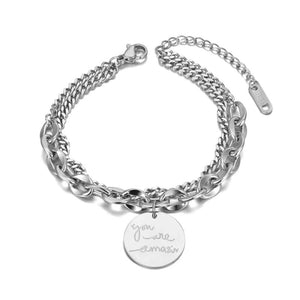 Boho Titanium Stainless Steel Charm Bracelet BB20153