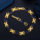 Red Cubic Zirconia Stone Chain Bracelet Women Costume Jewelry