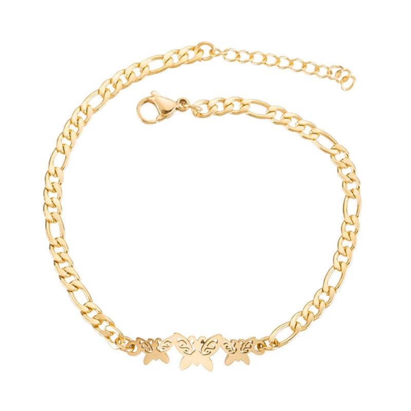 Butterfly Bracelet Stainless Steel Cuban Chain Adjustable