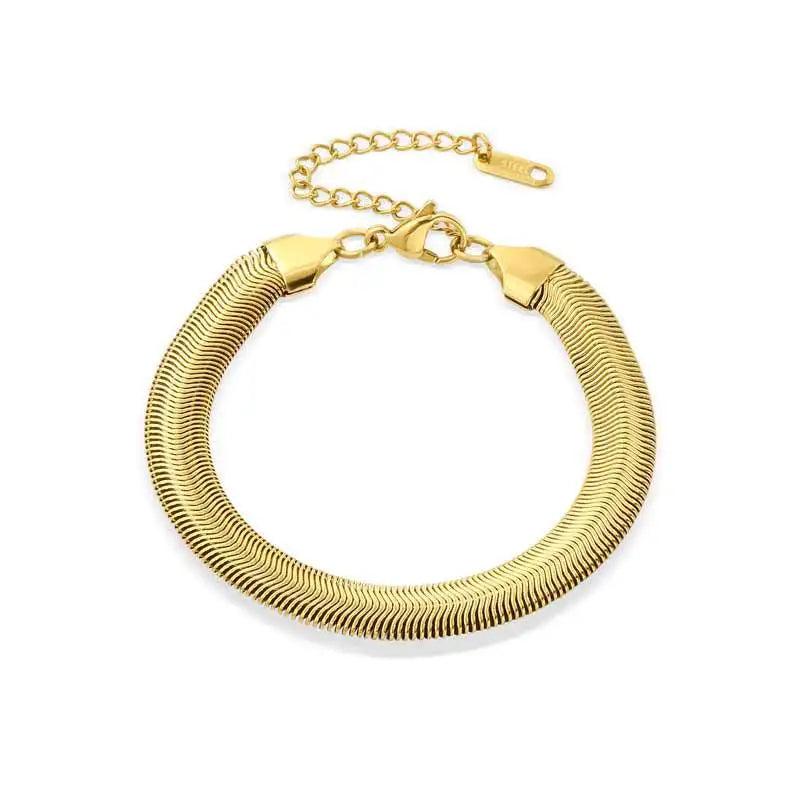 Stainless Steel Snake Chain Bracelet Wide Chain Bangles