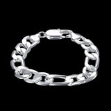 925 Silver 12mm Chain Bracelet Bangle for Men