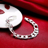 925 Silver 12mm Chain Bracelet Bangle for Men