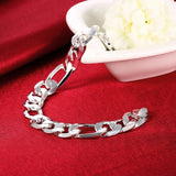 925 Silver 12mm Chain Bracelet Bangle for Men