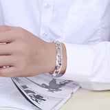 925 Silver 12mm Chain Bracelet Bangle for Men