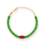 Stainless Steel Red Green Zircon Friendship Bangle YS223