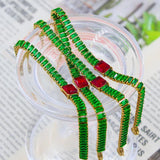 Stainless Steel Red Green Zircon Friendship Bangle YS223
