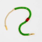 Stainless Steel Red Green Zircon Friendship Bangle YS223