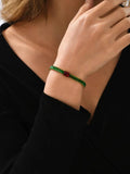 Stainless Steel Red Green Zircon Friendship Bangle YS223