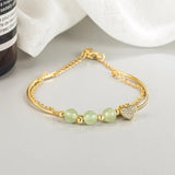 Hetian Jade Bracelets Love Heart Zircon Double Layer Birthday Gift