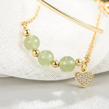 Hetian Jade Bracelets Love Heart Zircon Double Layer Birthday Gift